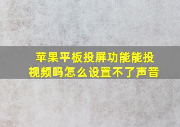 苹果平板投屏功能能投视频吗怎么设置不了声音