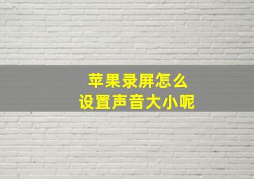 苹果录屏怎么设置声音大小呢