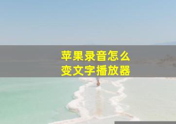 苹果录音怎么变文字播放器