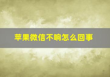 苹果微信不响怎么回事