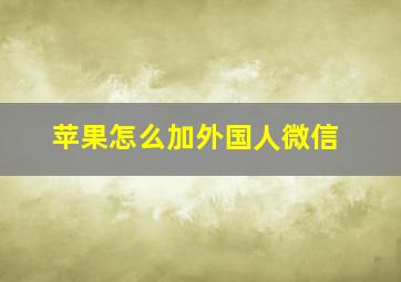 苹果怎么加外国人微信