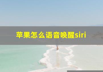 苹果怎么语音唤醒siri