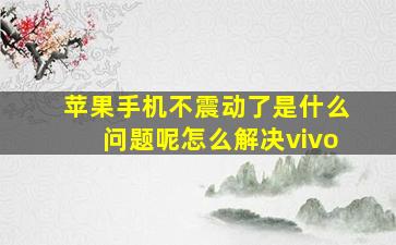 苹果手机不震动了是什么问题呢怎么解决vivo