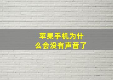 苹果手机为什么会没有声音了