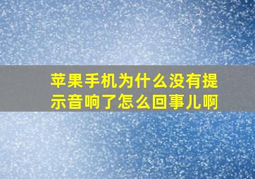 苹果手机为什么没有提示音响了怎么回事儿啊