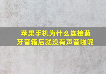 苹果手机为什么连接蓝牙音箱后就没有声音啦呢