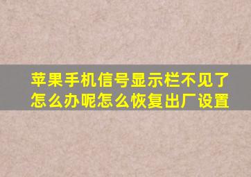 苹果手机信号显示栏不见了怎么办呢怎么恢复出厂设置