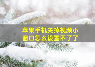 苹果手机关掉视频小窗口怎么设置不了了