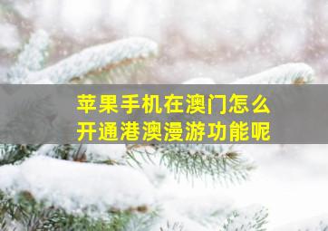 苹果手机在澳门怎么开通港澳漫游功能呢