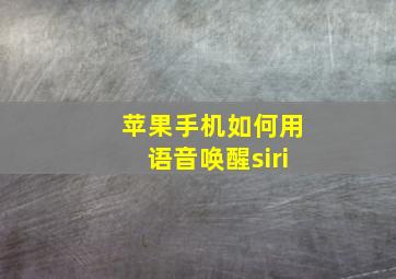 苹果手机如何用语音唤醒siri