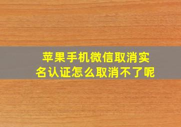 苹果手机微信取消实名认证怎么取消不了呢