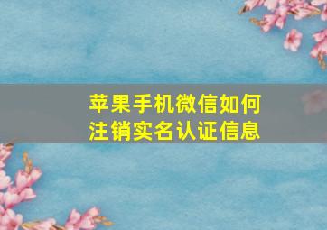 苹果手机微信如何注销实名认证信息