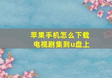 苹果手机怎么下载电视剧集到u盘上