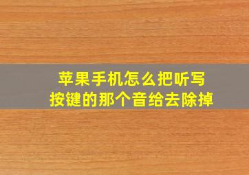 苹果手机怎么把听写按键的那个音给去除掉