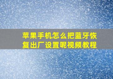 苹果手机怎么把蓝牙恢复出厂设置呢视频教程