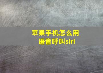 苹果手机怎么用语音呼叫siri