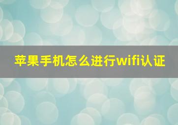 苹果手机怎么进行wifi认证