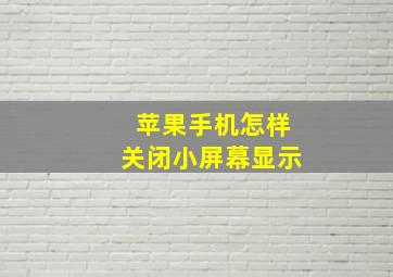 苹果手机怎样关闭小屏幕显示