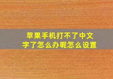 苹果手机打不了中文字了怎么办呢怎么设置