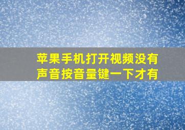 苹果手机打开视频没有声音按音量键一下才有