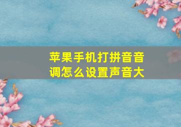 苹果手机打拼音音调怎么设置声音大