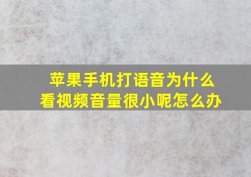 苹果手机打语音为什么看视频音量很小呢怎么办