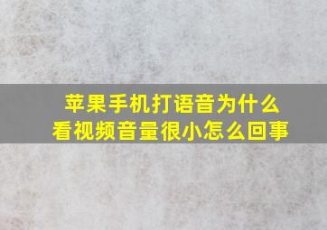 苹果手机打语音为什么看视频音量很小怎么回事