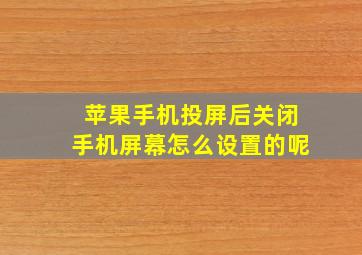 苹果手机投屏后关闭手机屏幕怎么设置的呢