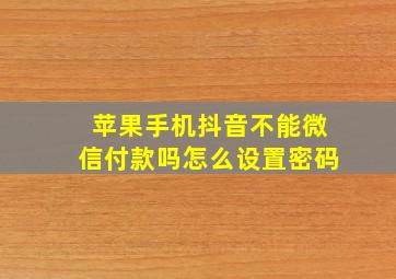 苹果手机抖音不能微信付款吗怎么设置密码