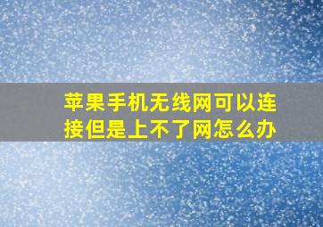 苹果手机无线网可以连接但是上不了网怎么办