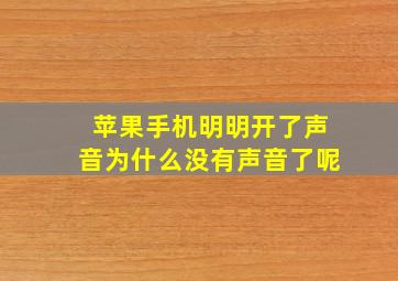 苹果手机明明开了声音为什么没有声音了呢