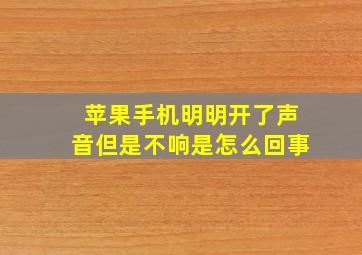 苹果手机明明开了声音但是不响是怎么回事