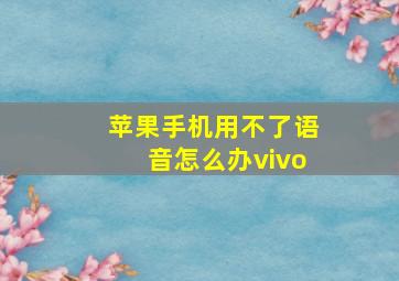 苹果手机用不了语音怎么办vivo