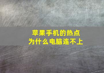 苹果手机的热点为什么电脑连不上