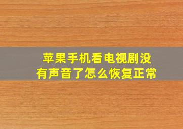 苹果手机看电视剧没有声音了怎么恢复正常