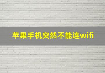 苹果手机突然不能连wifi