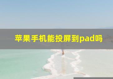 苹果手机能投屏到pad吗