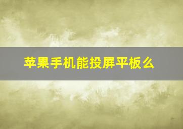 苹果手机能投屏平板么