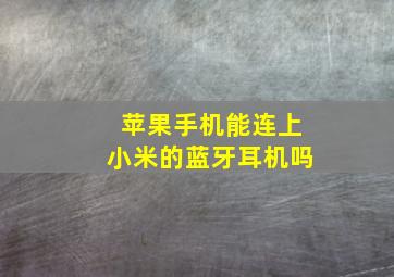 苹果手机能连上小米的蓝牙耳机吗