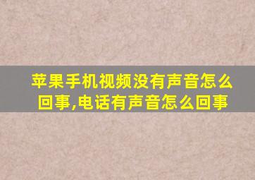 苹果手机视频没有声音怎么回事,电话有声音怎么回事