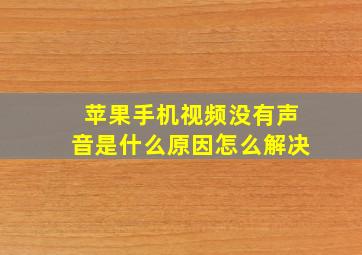 苹果手机视频没有声音是什么原因怎么解决