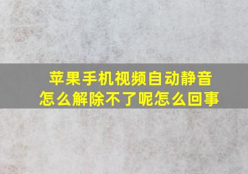 苹果手机视频自动静音怎么解除不了呢怎么回事