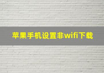 苹果手机设置非wifi下载