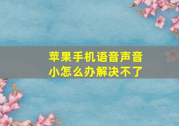 苹果手机语音声音小怎么办解决不了