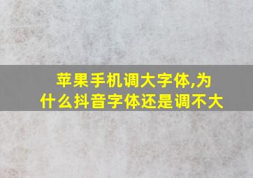 苹果手机调大字体,为什么抖音字体还是调不大