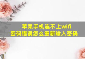 苹果手机连不上wifi密码错误怎么重新输入密码