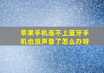 苹果手机连不上蓝牙手机也没声音了怎么办呀