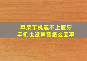 苹果手机连不上蓝牙手机也没声音怎么回事