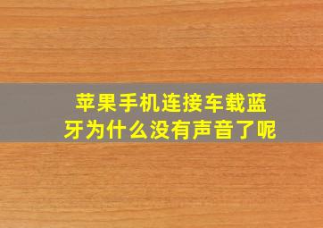 苹果手机连接车载蓝牙为什么没有声音了呢