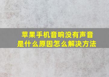 苹果手机音响没有声音是什么原因怎么解决方法